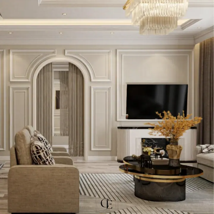 Al Rehab Apartment — Reception & dining, 3D view 2