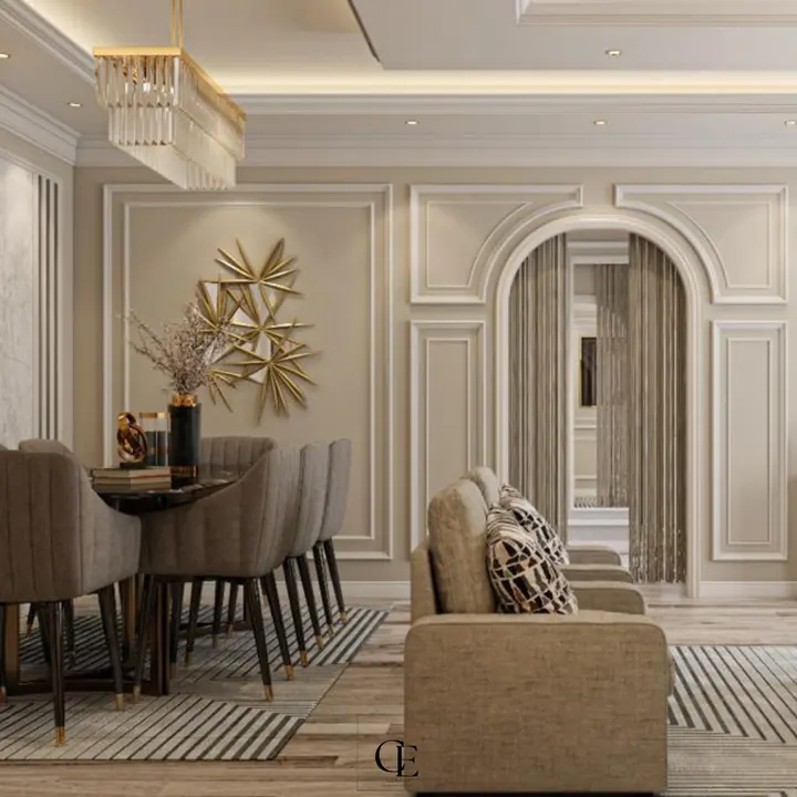 Al Rehab Apartment — Reception & dining, 3D view 3