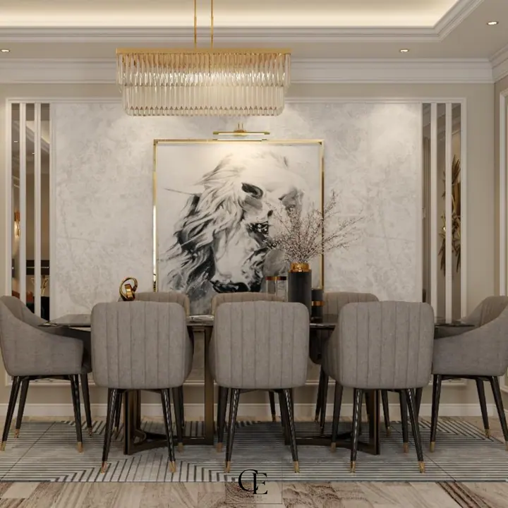 Al Rehab Apartment — Reception & dining, 3D view 6