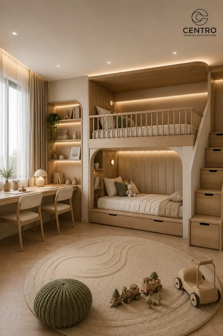 Lake View Kids' Bedroom — Kids' bedroom, 3D view 1