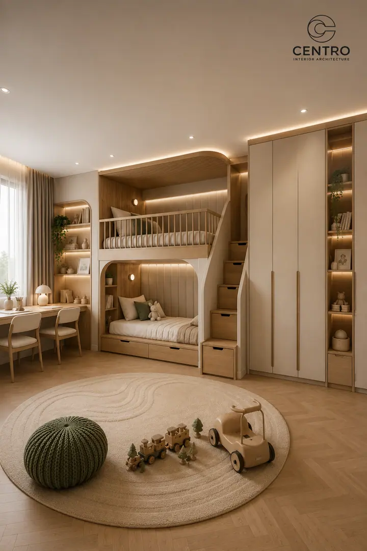 Lake View Kids' Bedroom — Kids' bedroom, 3D view 2