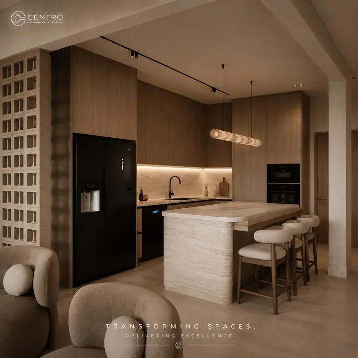 Mivida Reception — Reception & kitchen, 3D view 3
