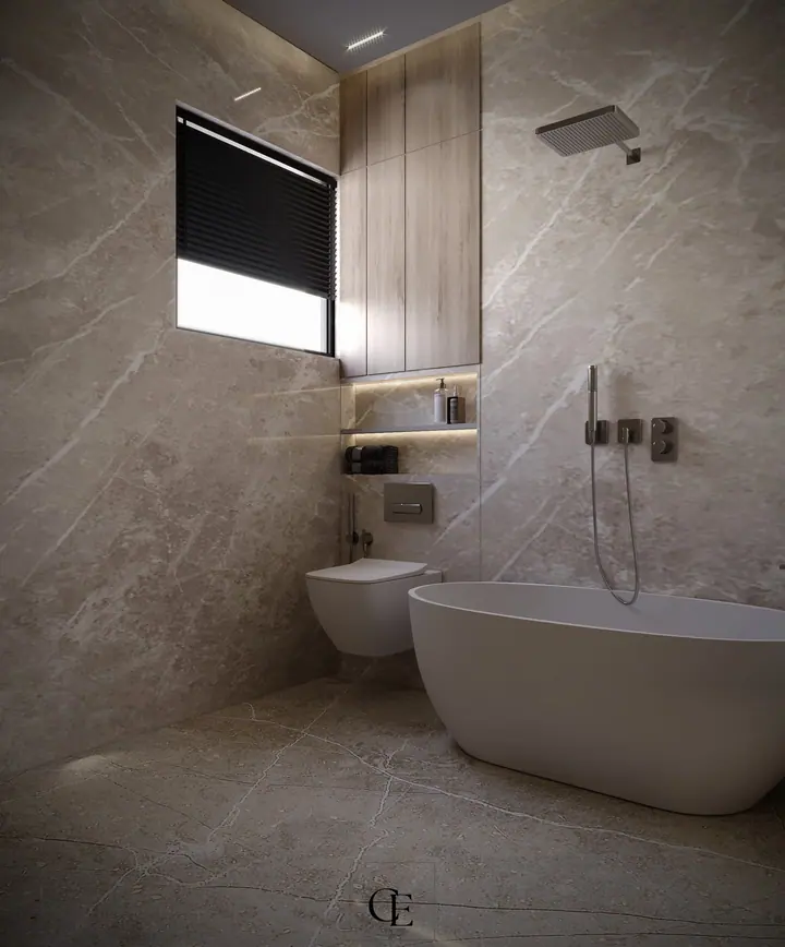 Palm Hills Apartment — Bathroom 1, 3D view 4