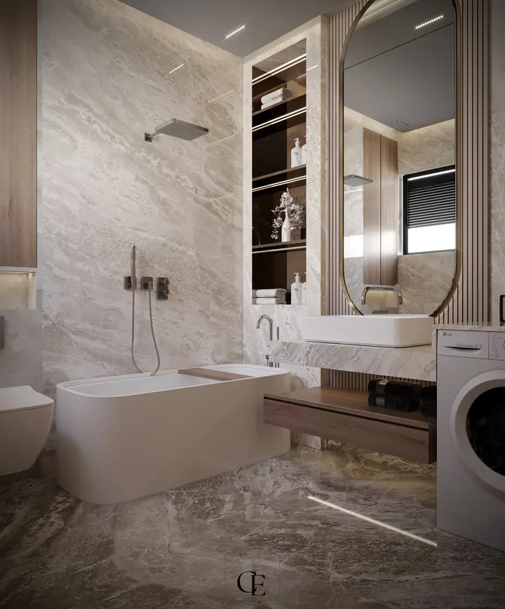 Palm Hills Apartment — Bathroom 1, 3D view 7