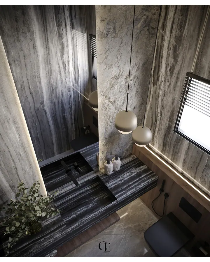 Palm Hills Apartment — Guest toilet, 3D view 1