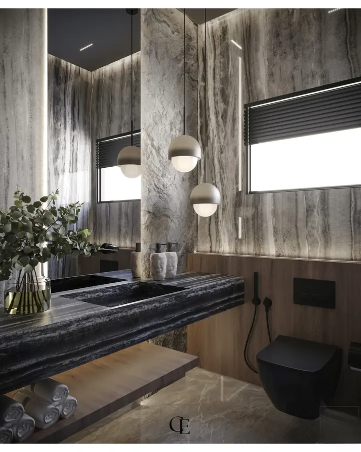 Palm Hills Apartment — Guest toilet, 3D view 3