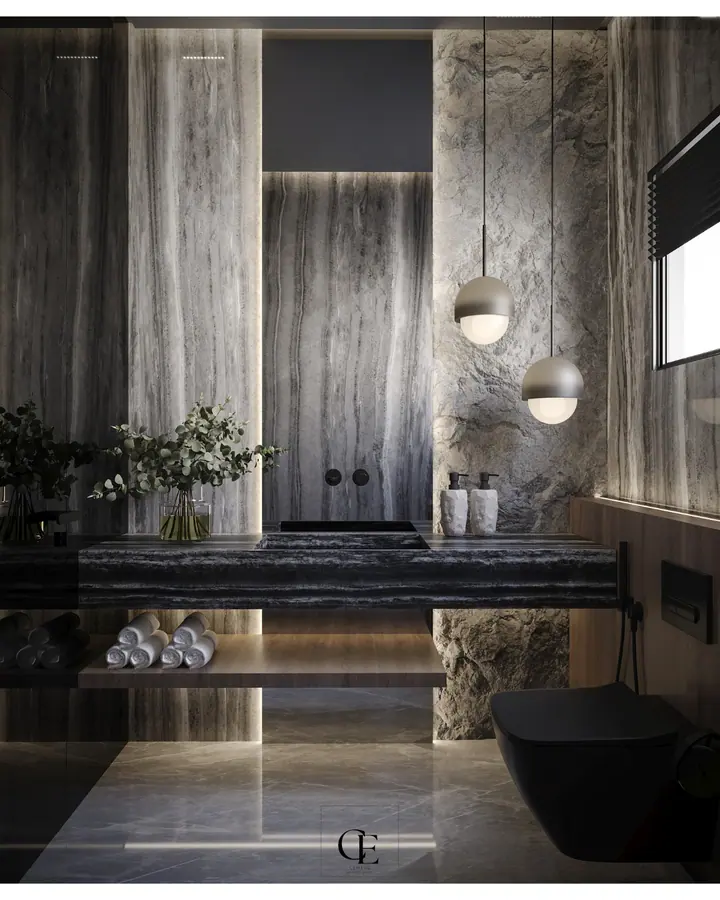 Palm Hills Apartment — Guest toilet, 3D view 4