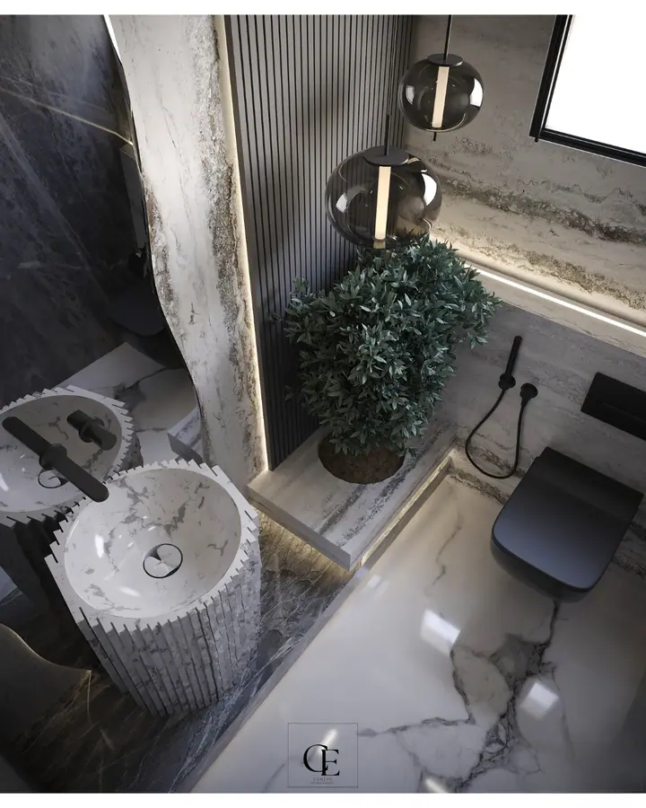 Palm Hills Apartment — Guest toilet, 3D view 5
