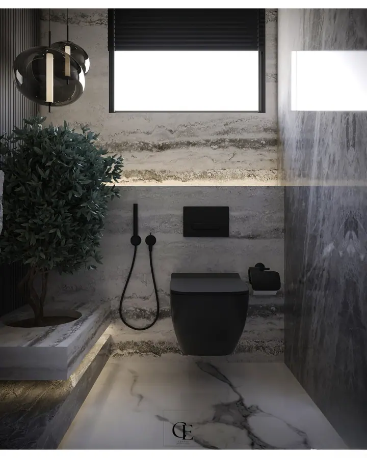 Palm Hills Apartment — Guest toilet, 3D view 6
