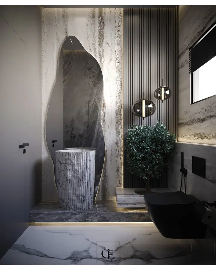 Palm Hills Apartment — Guest toilet, 3D view 8