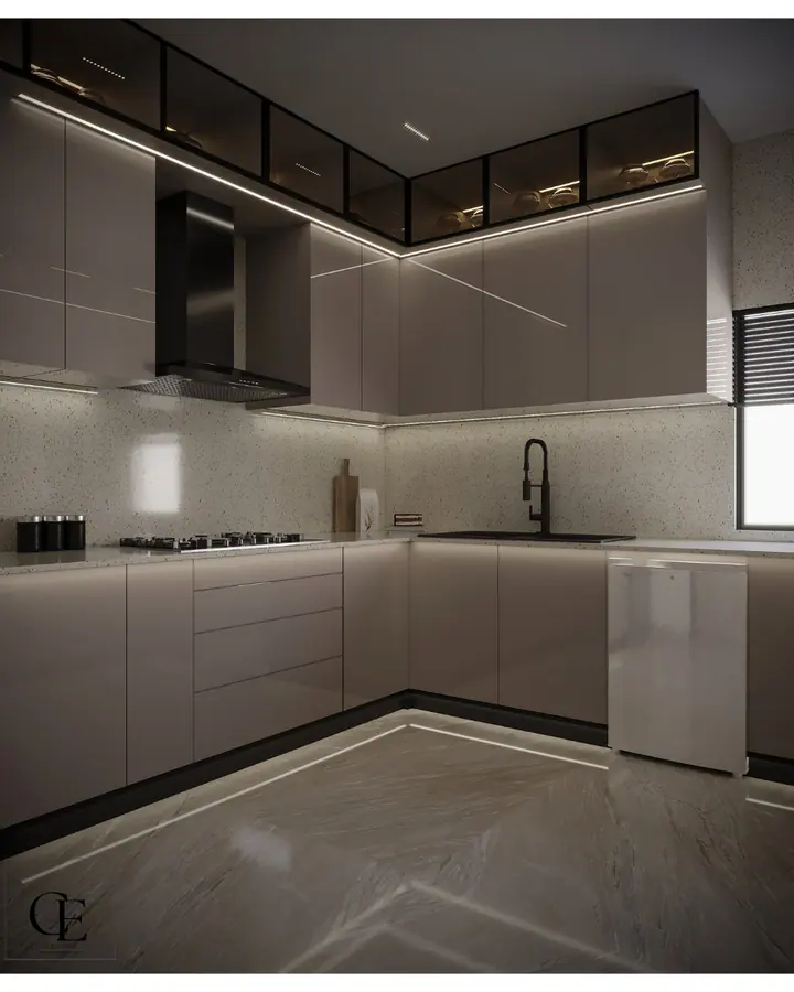 Palm Hills Apartment — Kitchen, 3D view 1