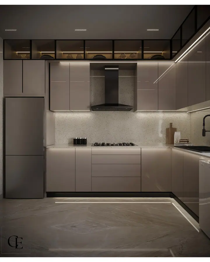 Palm Hills Apartment — Kitchen, 3D view 5
