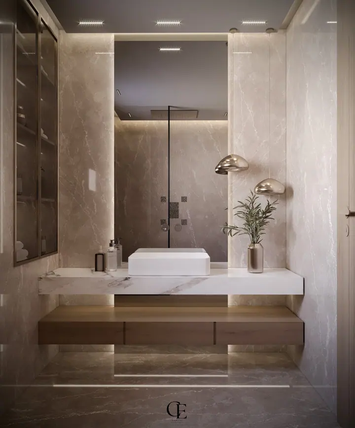 Palm Hills Apartment — Master bathroom 2, 3D view 1