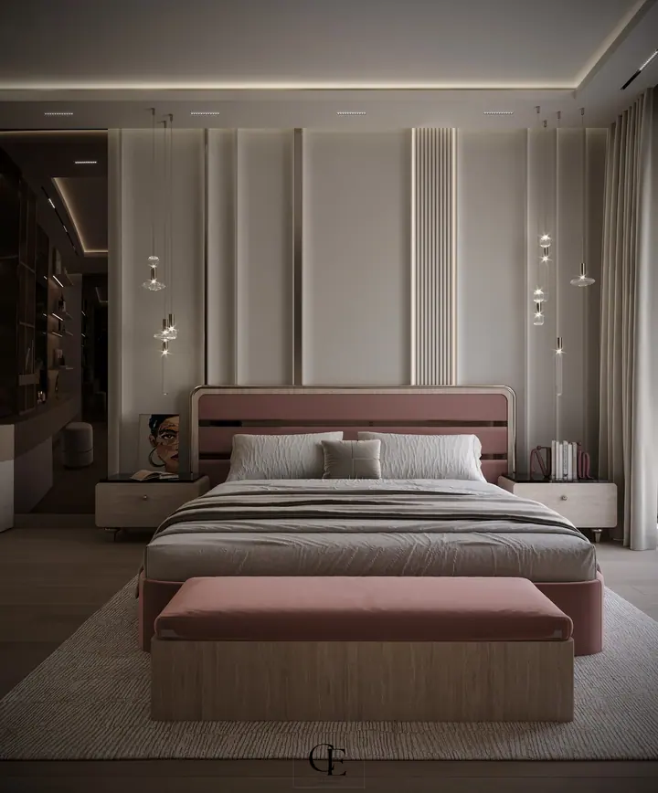 Palm Hills Apartment — Master bedroom 1, 3D view 1