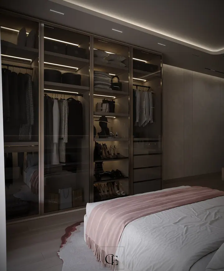 Palm Hills Apartment — Master bedroom 2, 3D view 4