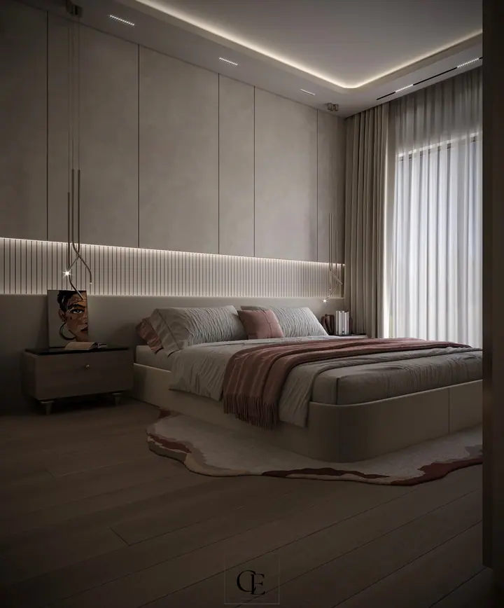Palm Hills Apartment — Master bedroom 2, 3D view 5