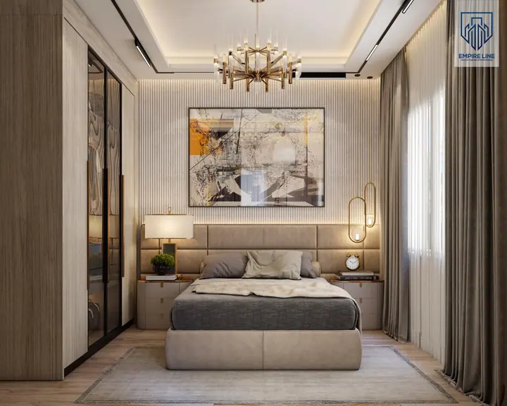 Sarai Apartment — Master bedroom, 3D view 1