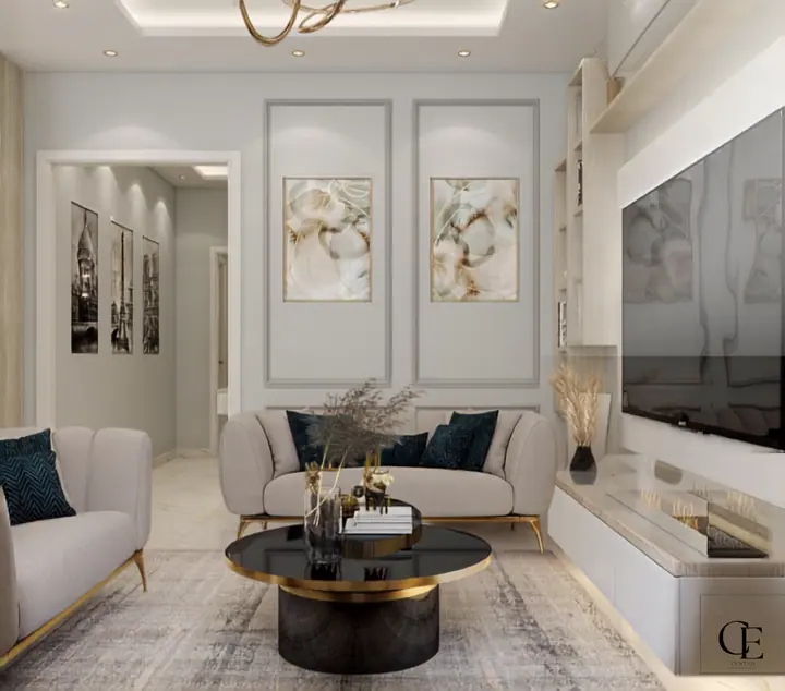 Sarai Apartment — Reception & dining, 3D view 3