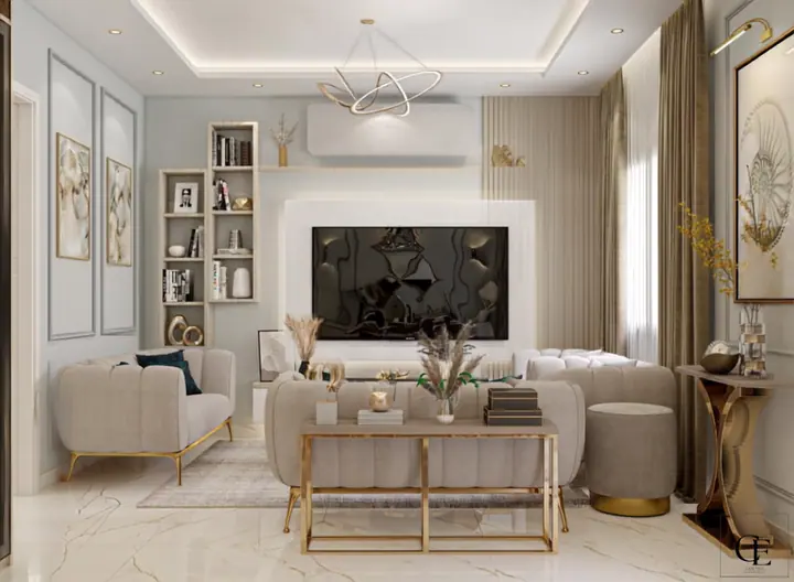 Sarai Apartment — Reception & dining, 3D view 4