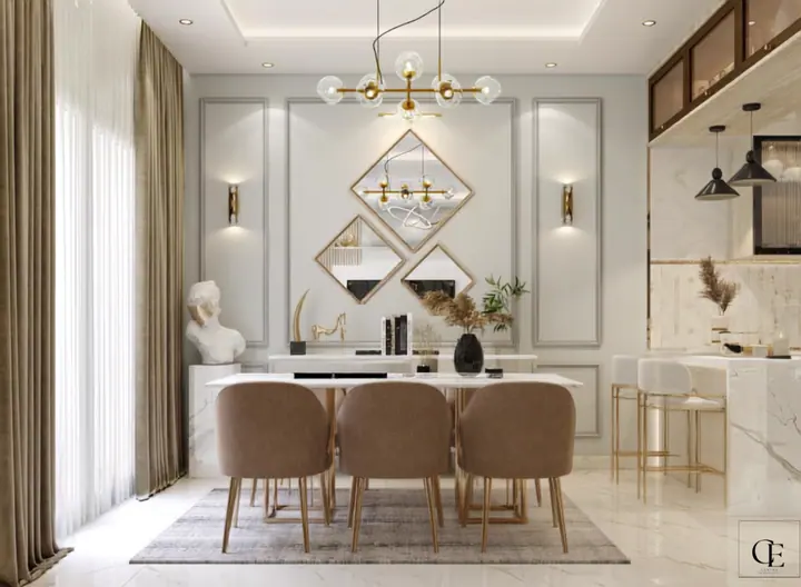 Sarai Apartment — Reception & dining, 3D view 5