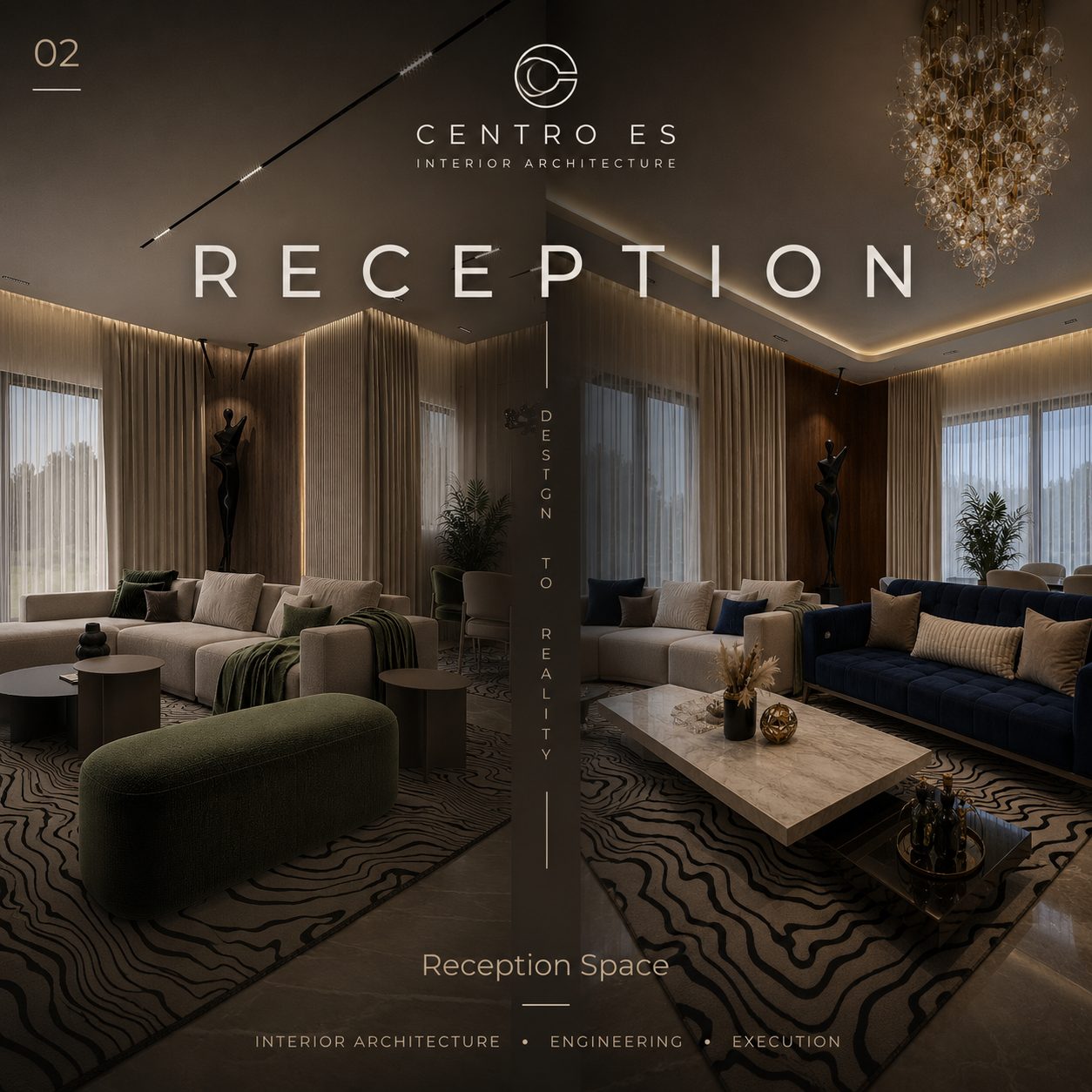 Concept render next to the delivered reception, Palm Hills